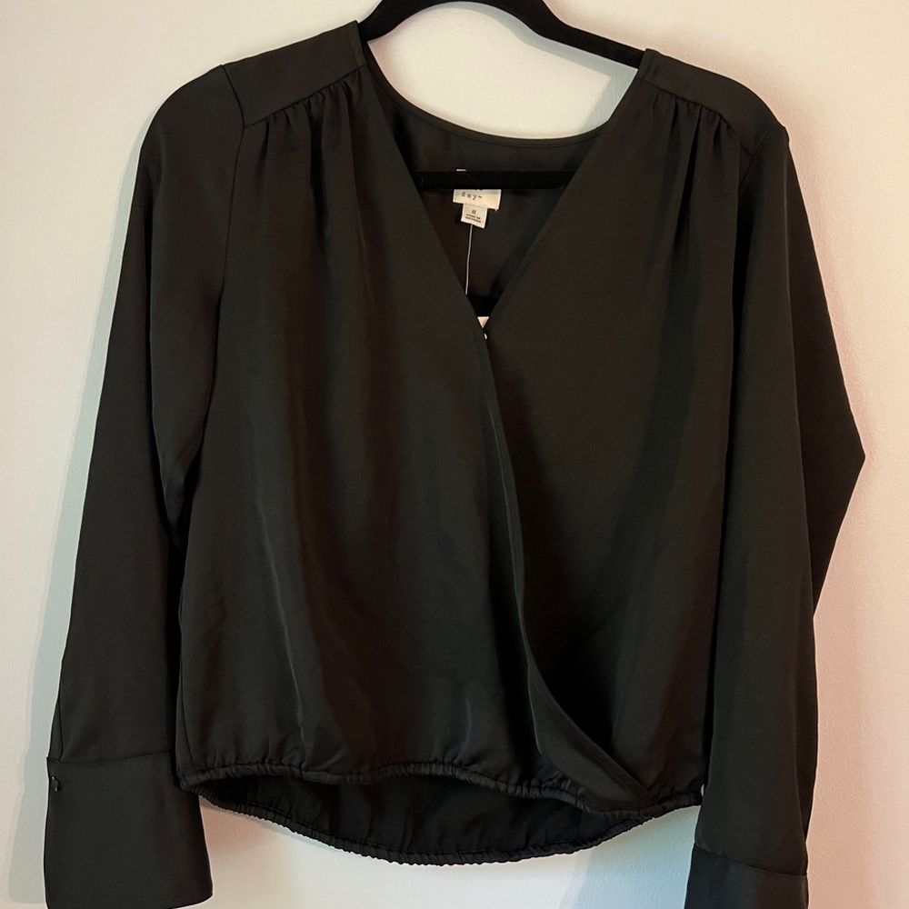 A New Day Black Wrap Blouse